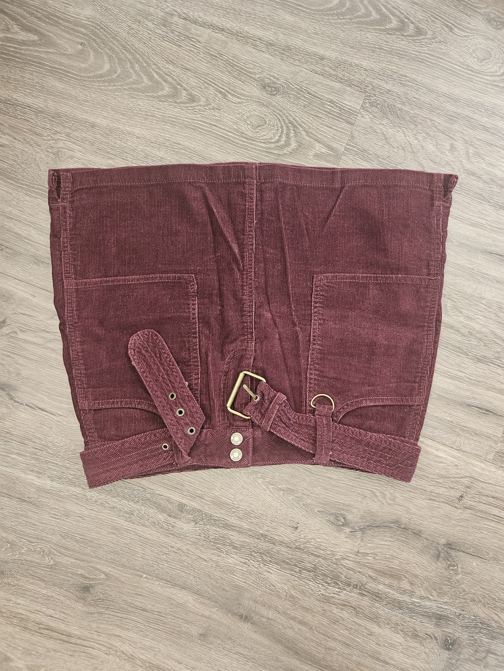 Jacob Wine-Red Corduroy Mini Skirt with Belt